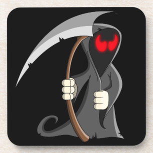 Cute Cartoon Grim Reaper Halloween Coaster