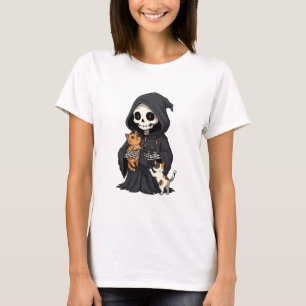 Cute Cartoon Grim Reaper Hugging T-Shirt