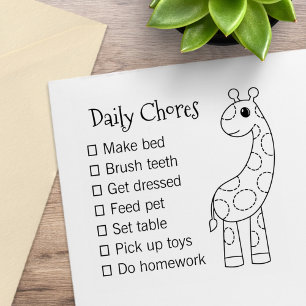 Cute Cartoon Guraffe Daily Chores List Rubber Stamp