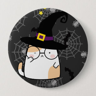 Cute Cartoon Halloween Cat with Glasses 10 Cm Round Badge