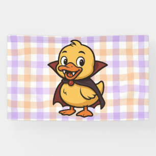 Cute cartoon Halloween duck vampire Banner