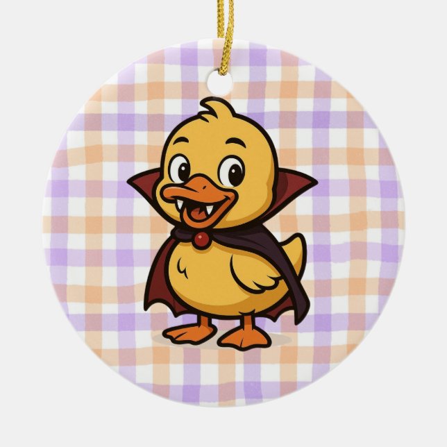 Cute cartoon Halloween duck vampire  Ceramic Ornament (Front)