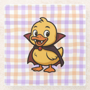 Cute cartoon Halloween duck vampire Glass Coaster