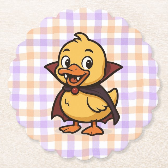 Cute cartoon Halloween duck vampire  Paper Coaster (Front)