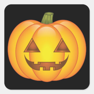 Cute Cartoon Halloween Jack O’Lantern Pumpkin Square Sticker