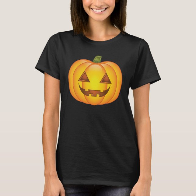 Cute Cartoon Halloween Jack O’Lantern Pumpkin T-Shirt (Front)