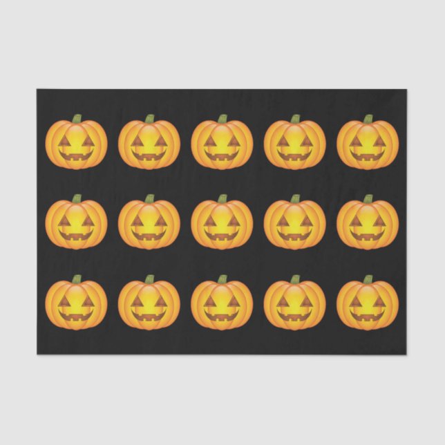 Cute Cartoon Halloween Jack O’Lantern Pumpkins Tissue Paper (Front)