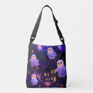 Cute Cartoon Halloween Midnight Flying Ghosts Crossbody Bag