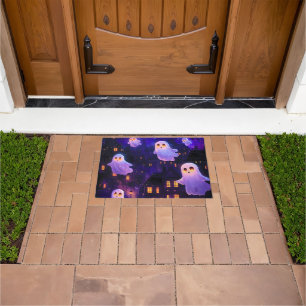 Cute Cartoon Halloween Midnight Flying Ghosts Doormat