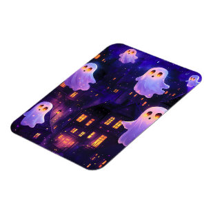 Cute Cartoon Halloween Midnight Flying Ghosts Magnet