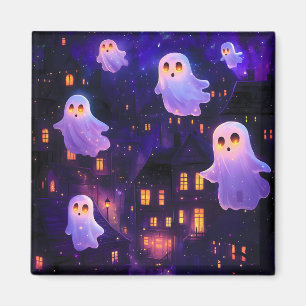 Cute Cartoon Halloween Midnight Flying Ghosts Magnet