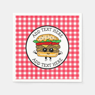 Cute Cartoon Hamburger Barbecue or Birthday Party  Napkin