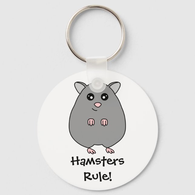 Cute Cartoon Hamster - Hamsters Rule Keychain (Front)