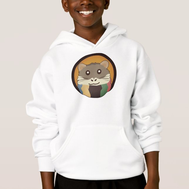 Cute cartoon hamster with a multicolored scarf (Front)