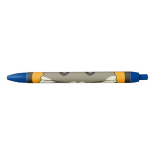 Cute cartoon hamster with a multicolored scarf blue ink pen