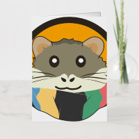 Cute cartoon hamster with a multicolored scarf