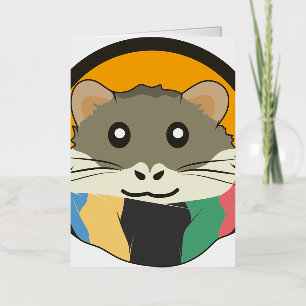 Cute cartoon hamster with a multicolored scarf foil holiday card