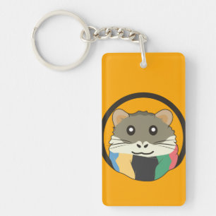 Cute cartoon hamster with a multicolored scarf key ring