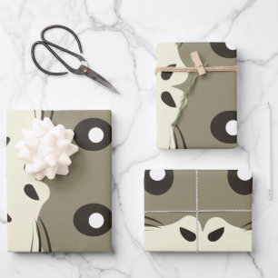Cute cartoon hamster with a multicolored scarf wrapping paper sheet