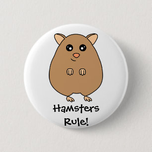 Cute Cartoon Hamsters Rule Button