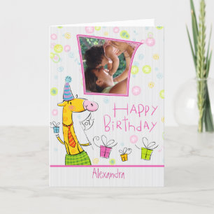 Cute Cartoon Happy Birthday-Custom Photo Card