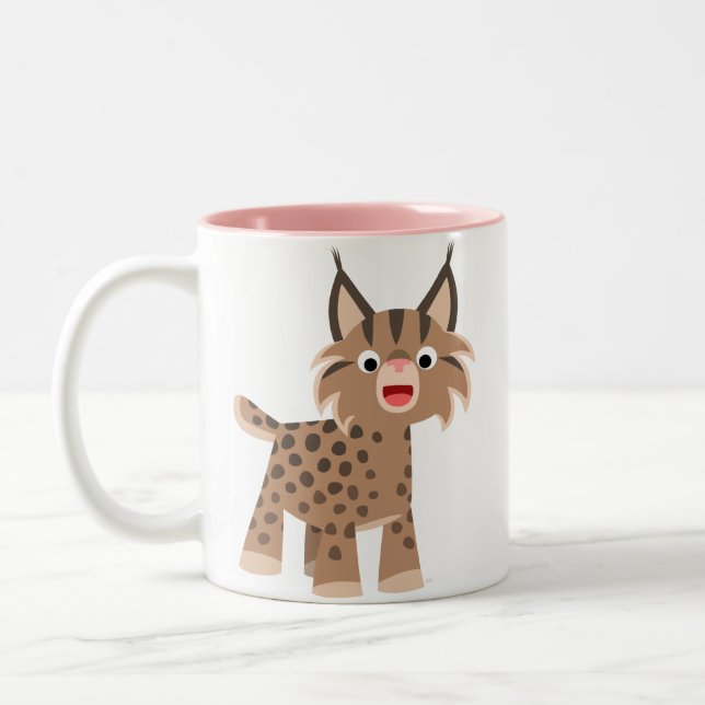 Cute Cartoon Happy Lynx Mug (Left)