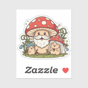 Cute Cartoon Happy Mushroom Family Printed Vinyl
