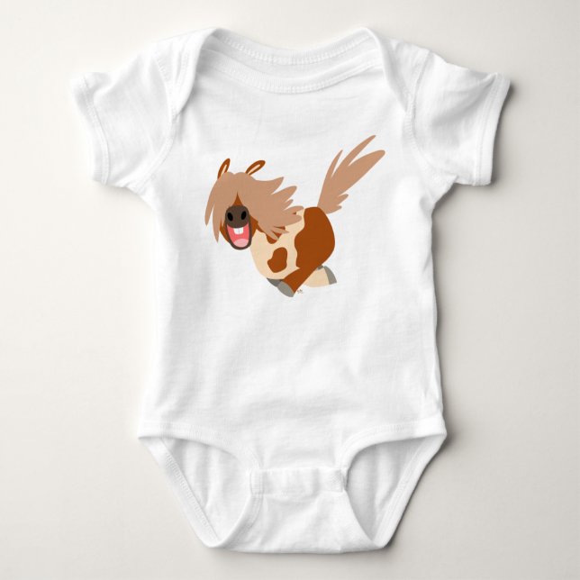 Cute Cartoon Happy Pinto Pony Baby Creeper (Front)
