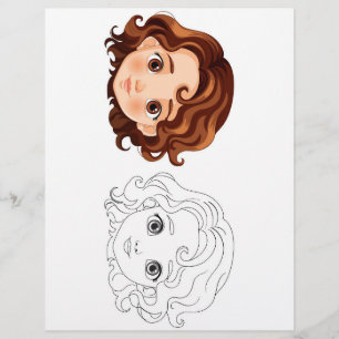 Cute cartoon head colouring page