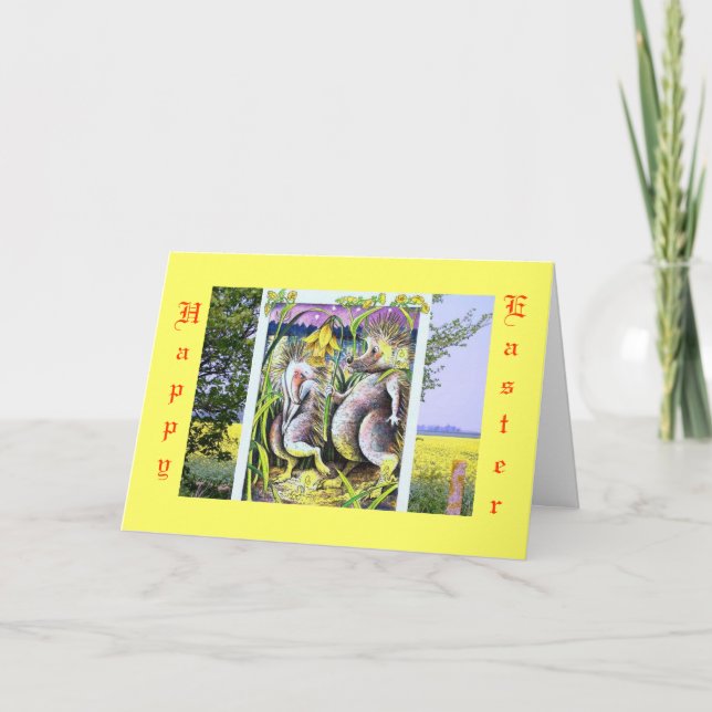 Cute Cartoon Hedgehog Card - Easter (Front)