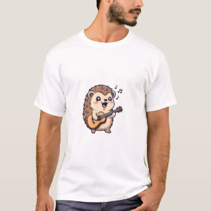 Cute Cartoon Hedgehog Playing Acoustic Guitar T-Shirt