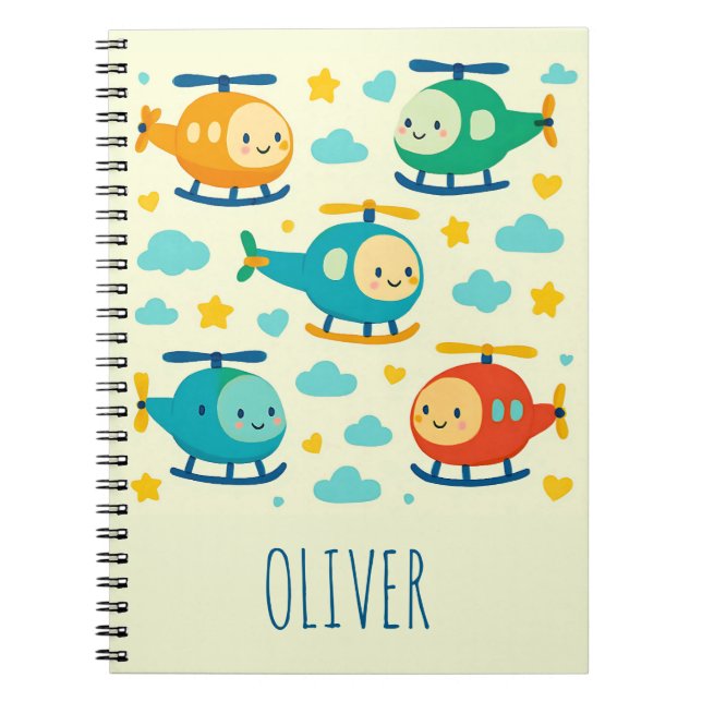 Cute Cartoon Helicopters Notebook (Front)