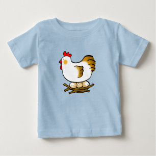 Cute Cartoon Hen on Nest with Farm Eggs Baby T-Shirt
