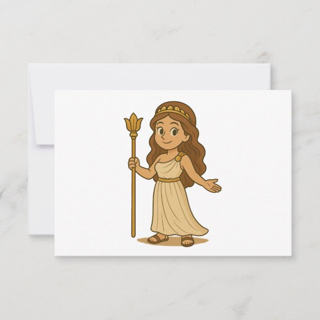 Cute Cartoon Hera – Greek Goddess of Olympus Thank You Card (Front)