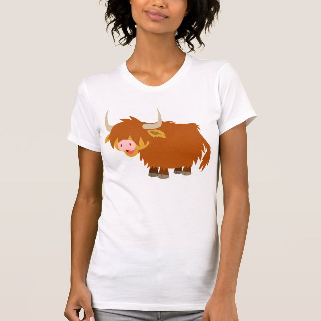 Cute Cartoon Highland Cow T-Shirt (Front)