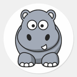 Cute Cartoon Hippo Classic Round Sticker