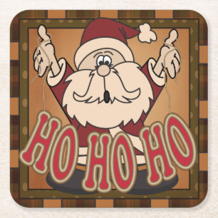 Cute Cartoon Ho Ho Ho Santa Christmas Square Paper Coaster