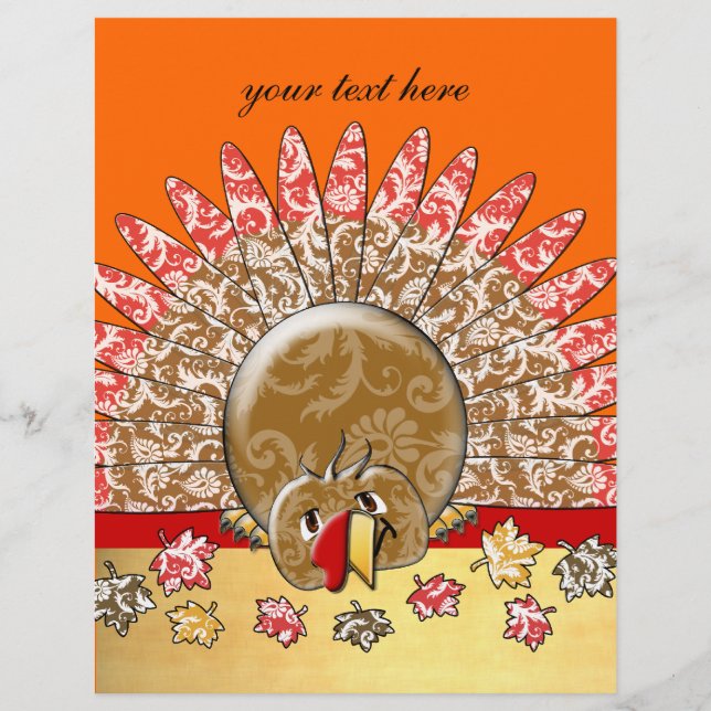 Cute Cartoon Holiday Turkey Flyer (Front)