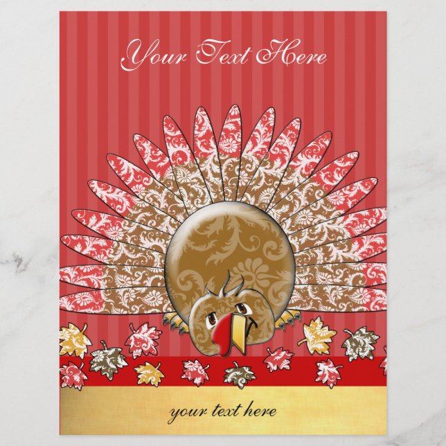 Cute Cartoon Holiday Turkey Flyer (Front)