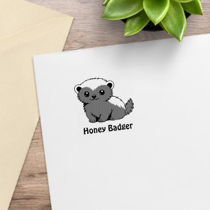 Cute Cartoon Honey Badger 1x1 Rubber Stamp