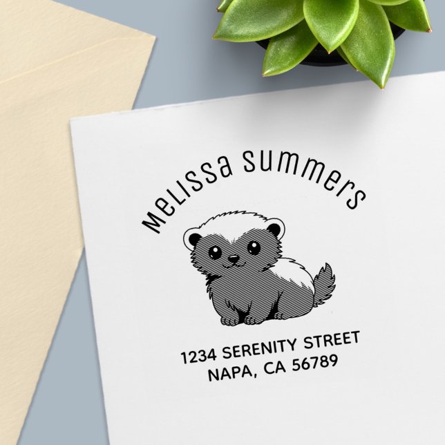 Cute Cartoon Honey Badger Arch Address Self-inking Stamp (Creator Uploaded)