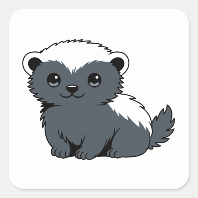 Cute Cartoon Honey Badger Square Sticker (Front)