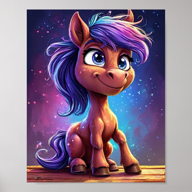Cute Cartoon Horse Poster (Front)