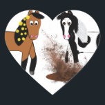 Cute Cartoon Horses playing in Big Bad Scary Mud P Heart Sticker<br><div class="desc">Great Birthday or Christmas gift’s for kids or the horse crazy person you know. Based off the book by Darlene Panzera and Samantha Panzera. Riki & J.R. The Big Bad Scary Mud Puddle.</div>