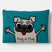 Cute Cartoon Hug a Pug Teal