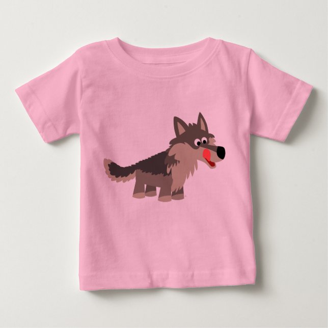 Cute Cartoon Hungry Wolf  Baby  T-Shirt (Front)
