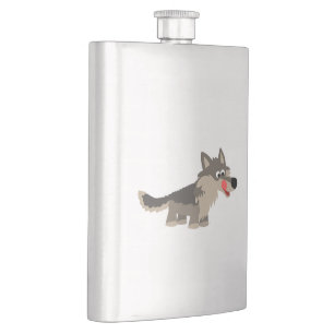 Cute Cartoon Hungry Wolf Classic Flask