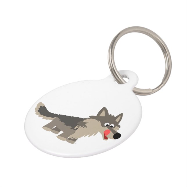 Cute Cartoon Hungry Wolf Dog Tag (Side)