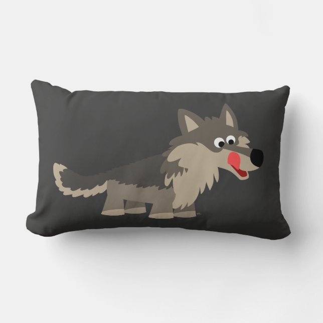 Cute Cartoon Hungry Wolf Pillow (Front)