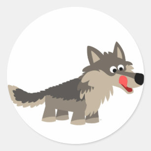 Cute Cartoon Hungry Wolf  Sticker